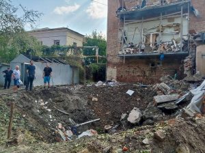 Missle-Crater-Near-Our-Hotel,-Ukraine